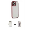 MARSİLYAN™- iPhone 13 Pro Max Kılıf Eksen Doku Prime - Siyah Bilvis 3D Cam Ekran Koruyucu + Shine Kamera Lens - GD