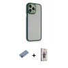 MARSİLYAN™- iPhone 13 Pro Max Kılıf Eksen Doku Prime - Siyah Bilvis 3D Cam Ekran Koruyucu + Shine Kamera Lens Koruma Cam - PE