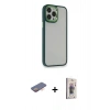 MARSİLYAN™- iPhone 13 Pro Max Kılıf Eksen Doku Prime - Siyah Bilvis 3D Cam Ekran Koruyucu + Turuncu Renkli Kamera Lens Koruma Cam