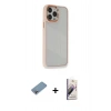 MARSİLYAN™- iPhone 13 Pro Max Kılıf Eksen Doku Prime - Siyah Bilvis 3D Mat Cam Ekran Koruyucu + Shine Kamera Lens Koruma Cam - GI