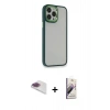 MARSİLYAN™- iPhone 13 Pro Max Kılıf Eksen Doku Prime - Siyah Bilvis 3D Mat Cam Ekran Koruyucu + Pers Alüminyum Kamera Lens - GI