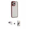 MARSİLYAN™- iPhone 13 Pro Max Kılıf Eksen Doku Prime - Siyah Bilvis 3D Mat Cam Ekran Koruyucu + Pers Alüminyum Kamera Lens - GI