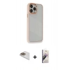 MARSİLYAN™- iPhone 13 Pro Max Kılıf Eksen Doku Prime - Siyah Bilvis 3D Mat Cam Ekran Koruyucu + Gold Pers Alüminyum Kamera Lens