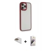 MARSİLYAN™- iPhone 13 Pro Max Kılıf Eksen Doku Prime - Siyah Bilvis 3D Mat Cam Ekran Koruyucu + Gold Pers Alüminyum Kamera Lens