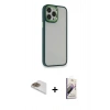 MARSİLYAN™- iPhone 13 Pro Max Kılıf Eksen Doku Prime - Siyah Bilvis 3D Mat Cam Ekran Koruyucu + Gold Pers Alüminyum Kamera Lens