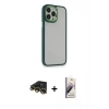 MARSİLYAN™- iPhone 13 Pro Max Kılıf Eksen Doku Prime - Siyah Bilvis 3D Mat Cam Ekran Koruyucu + Raze Metal Kamera Lens - GD