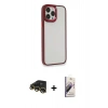 MARSİLYAN™- iPhone 13 Pro Max Kılıf Eksen Doku Prime - Siyah Bilvis 3D Mat Cam Ekran Koruyucu + Raze Metal Kamera Lens - GD