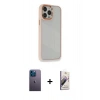 MARSİLYAN™- iPhone 13 Pro Max Kılıf Eksen Doku Prime - Siyah Bilvis 3D Mat Cam Ekran Koruyucu + Neon Fosforlu Kamera Lens - MI