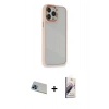 MARSİLYAN™- iPhone 13 Pro Max Kılıf Eksen Doku Prime - Siyah Bilvis 3D Mat Cam Ekran Koruyucu + Mavi Rainbow Kamera Lens Koruma Cam