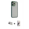 MARSİLYAN™- iPhone 13 Pro Max Kılıf Eksen Doku Prime - Siyah Bilvis 3D Mat Cam Ekran Koruyucu + Rainbow Kamera Lens Koruma Cam - MR