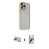 MARSİLYAN™- iPhone 13 Pro Max Kılıf Eksen Doku Prime - Siyah Bilvis 3D Mat Cam Ekran Koruyucu + Rainbow Kamera Lens Koruma Cam - MR