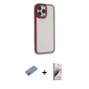 MARSİLYAN™- iPhone 13 Pro Max Kılıf Eksen Doku Prime - Siyah Bilvis 3D Mat Cam Ekran Koruyucu + Pembe Shine Kamera Lens Koruma Cam