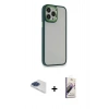 MARSİLYAN™- iPhone 13 Pro Max Kılıf Eksen Doku Prime - Siyah Bilvis 3D Mat Cam Ekran Koruyucu + Pers Alüminyum Kamera Lens - LT
