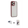 MARSİLYAN™- iPhone 13 Pro Max Kılıf Eksen Doku Prime - Siyah Bilvis 3D Mat Cam Ekran Koruyucu + Pers Alüminyum Kamera Lens - LT