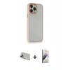 MARSİLYAN™- iPhone 13 Pro Max Kılıf Eksen Doku Prime - Siyah Bilvis 3D Mat Cam Ekran Koruyucu + Rainbow Kamera Lens Koruma Cam - BZ
