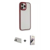 MARSİLYAN™- iPhone 13 Pro Max Kılıf Eksen Doku Prime - Siyah Bilvis 3D Mat Cam Ekran Koruyucu + Rainbow Kamera Lens Koruma Cam - BZ