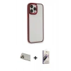 MARSİLYAN™- iPhone 13 Pro Max Kılıf Eksen Doku Prime - Siyah Bilvis 3D Mat Cam Ekran Koruyucu + Rainbow Kamera Lens Koruma Cam - REGD