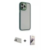 MARSİLYAN™- iPhone 13 Pro Max Kılıf Eksen Doku Prime - Siyah Bilvis 3D Mat Cam Ekran Koruyucu + Rainbow Kamera Lens Koruma Cam - BZ