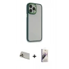 MARSİLYAN™- iPhone 13 Pro Max Kılıf Eksen Doku Prime - Siyah Bilvis 3D Mat Cam Ekran Koruyucu + Rainbow Kamera Lens Koruma Cam - REGD