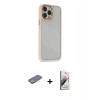 MARSİLYAN™- iPhone 13 Pro Max Kılıf Eksen Doku Prime - Siyah Bilvis 3D Mat Cam Ekran Koruyucu + Renkli Kamera Lens Koruma Cam - SI