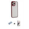 MARSİLYAN™- iPhone 13 Pro Max Kılıf Eksen Doku Prime - Siyah Bilvis 3D Mat Cam Ekran Koruyucu + Shine Kamera Lens Koruma Cam - MI