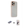 MARSİLYAN™- iPhone 13 Pro Max Kılıf Eksen Doku Prime - Siyah Bilvis 3D Mat Cam Ekran Koruyucu + Renkli Kamera Lens Koruma Cam - TU