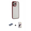 MARSİLYAN™- iPhone 13 Pro Max Kılıf Eksen Doku Prime - Siyah Bilvis 3D Mat Cam Ekran Koruyucu + Yeşil Renkli Kamera Lens Koruma Cam