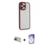 MARSİLYAN™- iPhone 13 Pro Max Kılıf Eksen Doku Prime - Siyah Bilvis 5in1 3D Magic Cam Ekran Koruyucu + Mavi Rainbow Kamera Lens Koruma Cam