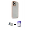 MARSİLYAN™- iPhone 13 Pro Max Kılıf Eksen Doku Prime - Siyah Bilvis 5in1 3D Magic Cam Ekran Koruyucu + Mavi Rainbow Kamera Lens Koruma Cam