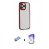MARSİLYAN™- iPhone 13 Pro Max Kılıf Eksen Doku Prime - Siyah Bilvis 5in1 3D Magic Cam Ekran Koruyucu + Mavi Shine Kamera Lens Koruma Cam
