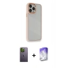 MARSİLYAN™- iPhone 13 Pro Max Kılıf Eksen Doku Prime - Siyah Bilvis 5in1 3D Magic Cam Ekran Koruyucu + Neon Fosforlu Kamera Lens - YL