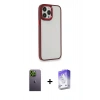 MARSİLYAN™- iPhone 13 Pro Max Kılıf Eksen Doku Prime - Siyah Bilvis 5in1 3D Magic Cam Ekran Koruyucu + Neon Fosforlu Kamera Lens - YL