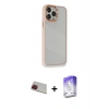 MARSİLYAN™- iPhone 13 Pro Max Kılıf Eksen Doku Prime - Siyah Bilvis 5in1 3D Magic Cam Ekran Koruyucu + Rainbow Kamera Lens Koruma Cam - KI