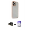 MARSİLYAN™- iPhone 13 Pro Max Kılıf Eksen Doku Prime - Siyah Bilvis 5in1 3D Magic Cam Ekran Koruyucu + Raze Metal Kamera Lens - GD