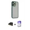 MARSİLYAN™- iPhone 13 Pro Max Kılıf Eksen Doku Prime - Siyah Bilvis 5in1 3D Magic Cam Ekran Koruyucu + Raze Metal Kamera Lens - GD