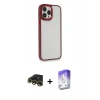 MARSİLYAN™- iPhone 13 Pro Max Kılıf Eksen Doku Prime - Siyah Bilvis 5in1 3D Magic Cam Ekran Koruyucu + Raze Metal Kamera Lens - GD