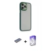 MARSİLYAN™- iPhone 13 Pro Max Kılıf Eksen Doku Prime - Siyah Bilvis 5in1 3D Magic Cam Ekran Koruyucu + Renkli Kamera Lens Koruma Cam - SI