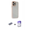 MARSİLYAN™- iPhone 13 Pro Max Kılıf Eksen Doku Prime - Siyah Bilvis 5in1 3D Magic Cam Ekran Koruyucu + Renkli Kamera Lens Koruma Cam - MI
