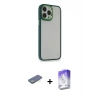 MARSİLYAN™- iPhone 13 Pro Max Kılıf Eksen Doku Prime - Siyah Bilvis 5in1 3D Magic Cam Ekran Koruyucu + Renkli Kamera Lens Koruma Cam - YL