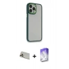 MARSİLYAN™- iPhone 13 Pro Max Kılıf Eksen Doku Prime - Siyah Bilvis 5in1 3D Magic Cam Ekran Koruyucu + Rose Gold Rainbow Kamera Lens Koruma Cam