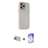 MARSİLYAN™- iPhone 13 Pro Max Kılıf Eksen Doku Prime - Siyah Bilvis 5in1 3D Magic Cam Ekran Koruyucu + Rose Gold Rainbow Kamera Lens Koruma Cam