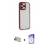 MARSİLYAN™- iPhone 13 Pro Max Kılıf Eksen Doku Prime - Siyah Bilvis 5in1 3D Magic Cam Ekran Koruyucu + Rose Gold Rainbow Kamera Lens Koruma Cam