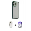 MARSİLYAN™- iPhone 13 Pro Max Kılıf Eksen Doku Prime - Siyah Bilvis 5in1 3D Magic Cam Ekran Koruyucu + Shine Kamera Lens - GD