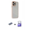 MARSİLYAN™- iPhone 13 Pro Max Kılıf Eksen Doku Prime - Siyah Bilvis 5in1 5D Magic Hayalet Cam Ekran Koruyucu + Renkli Kamera Lens Koruma Cam - YL