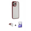 MARSİLYAN™- iPhone 13 Pro Max Kılıf Eksen Doku Prime - Siyah Bilvis 5in1 5D Magic Hayalet Cam Ekran Koruyucu + Pers Alüminyum Kamera Lens - KI