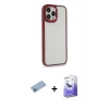 MARSİLYAN™- iPhone 13 Pro Max Kılıf Eksen Doku Prime - Siyah Bilvis 5in1 5D Magic Hayalet Cam Ekran Koruyucu + Shine Kamera Lens Koruma Cam - MI