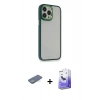 MARSİLYAN™- iPhone 13 Pro Max Kılıf Eksen Doku Prime - Siyah Bilvis 5in1 5D Magic Hayalet Cam Ekran Koruyucu + Renkli Kamera Lens Koruma Cam - YL