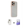 MARSİLYAN™- iPhone 13 Pro Max Kılıf Eksen Doku Prime - Siyah Bilvis 5in1 5D Magic Hayalet Cam Ekran Koruyucu + Shine Kamera Lens - GD