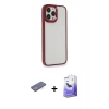 MARSİLYAN™- iPhone 13 Pro Max Kılıf Eksen Doku Prime - Siyah Bilvis 5in1 5D Magic Hayalet Cam Ekran Koruyucu + Renkli Kamera Lens Koruma Cam - MI