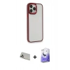MARSİLYAN™- iPhone 13 Pro Max Kılıf Eksen Doku Prime - Siyah Bilvis 5in1 5D Magic Hayalet Cam Ekran Koruyucu + Rainbow Kamera Lens Koruma Cam - BZ